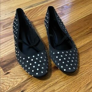 Black Studded Women's Flats